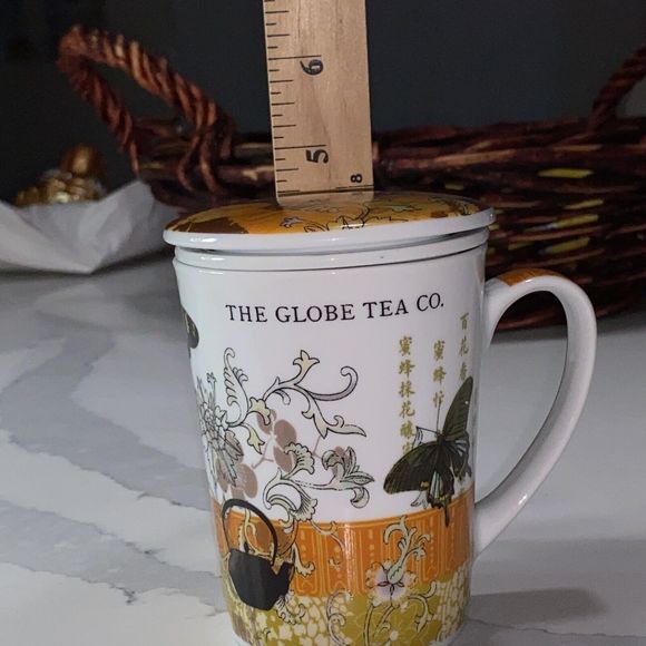 Globe Tea Co. Single Tea Cup Mug W/ Infuser & Lid 10 Oz Porcelain Paula Scaletta - Picture 11 of 11